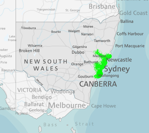 Orion Coverage Map vector NSW